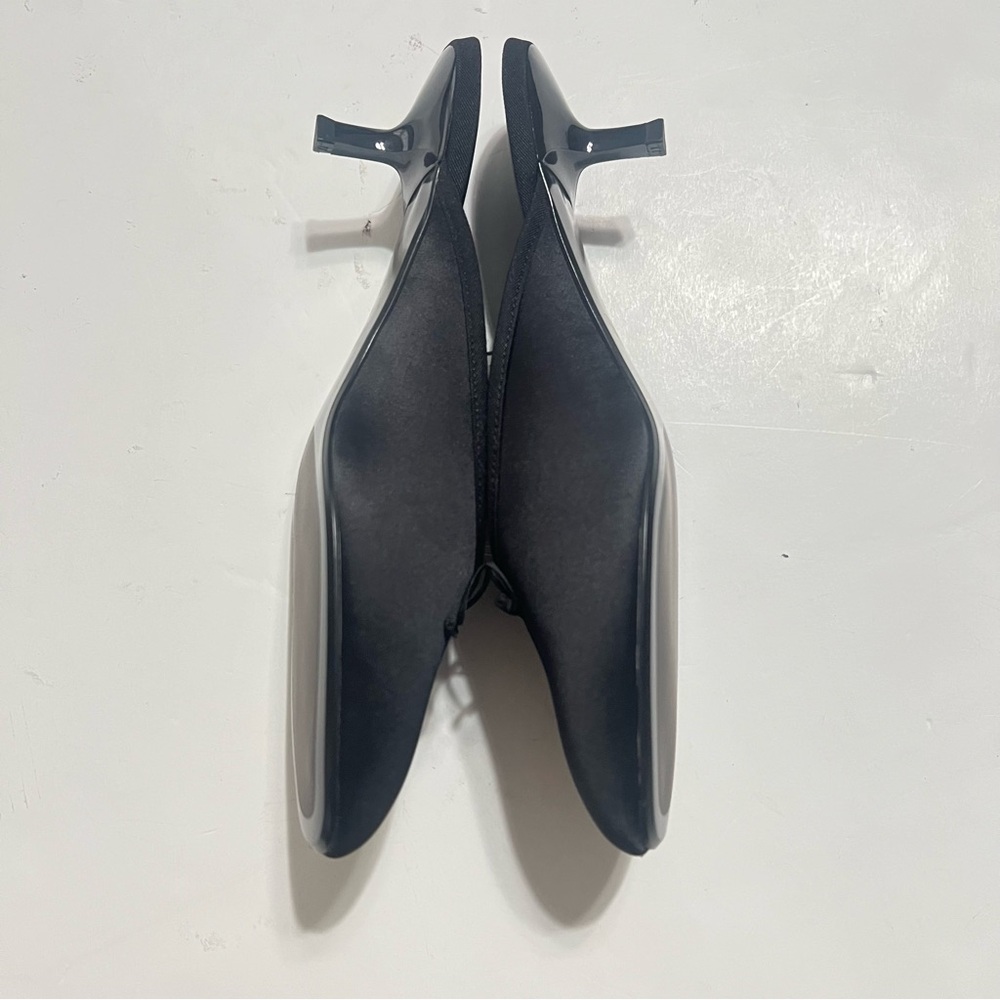 Zara Black Satin Kitten Heel Mules with Bow - Picture 11 of 13